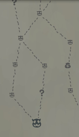 A close up view of some paths from the game's map screen